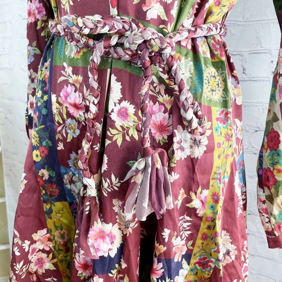 NWT Johnny Was Laurie Pippa Belted Patchwork Mini Dress Women’s S Silk with Slip - Picture 6 of 12